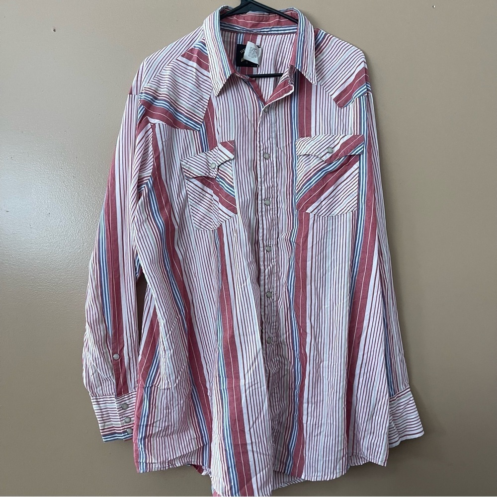 Vintage Saddle king western stripped snap button down shirt big & tall size XXL - Picture 7 of 8